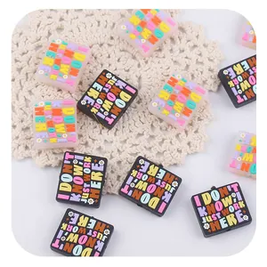 DIY silicone cartoon square beads for baby pacifier clips and teething bracelets