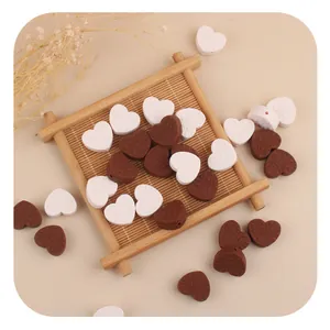 Silicone Heart Teething Beads For Baby DIY Necklace Bracelet Floral Embossed Texture Infant Chew Accessory Jewelry Making