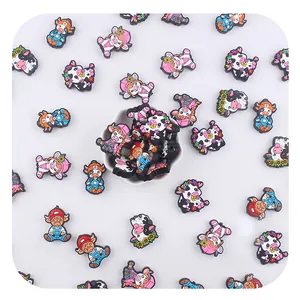 DIY silicone cow beads set for pacifier chains and bracelets with cute animal designs
