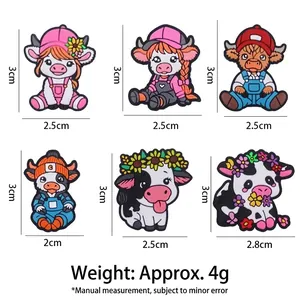 Cartoon cow silicone charm set for DIY pacifier clips and bracelets, assorted sizes