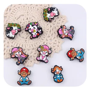 Cartoon Cow Silicone Beads Highland Cow Silicone Teether Beads DIY Pacifier Chain Bracelet Toy Jewelry Making Accessories