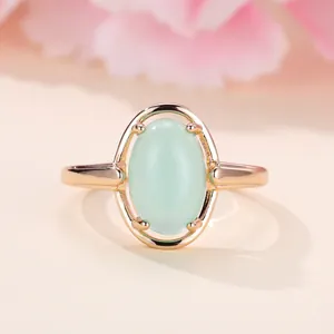 Vintage Ovaler Stein Kupferring Für Damen Champagner Gold Roségold Plattiert Mattiertes Finish Krallenfassung Geometrischer Modeschmuck