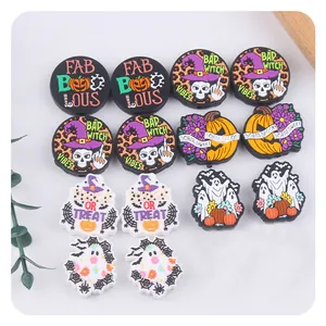 Halloween Shoe Charms PVC Pumpkin Ghost Witch Hat Skull Pattern For Clogs Sandals Decoration Accessories Unisex Kids Party Gifts