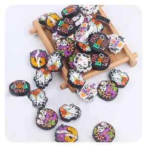 Halloween silicone beads set with pumpkin and ghost shapes for DIY pacifier clips