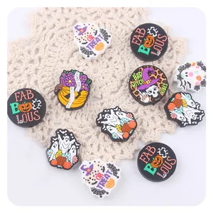 Halloween silicone bead set with ghosts and pumpkins for baby DIY pacifier clips