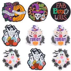9-piece Halloween PVC shoe charms set featuring pumpkins, ghosts and witch hats