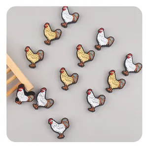 Cartoon rooster silicone beads for DIY baby teething pacifier clips and bracelets