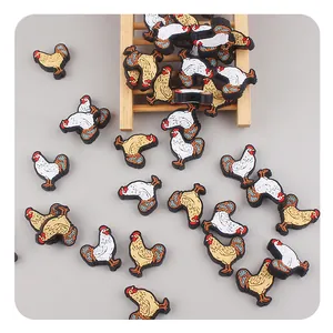 DIY cartoon rooster silicone beads for baby teething pacifier chains and handmade crafts