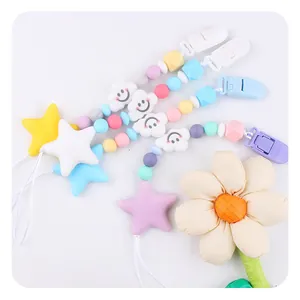 Catenelle portaciuccio in silicone con nuvole e stelle in colori pastello