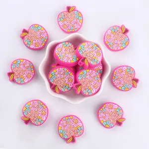 Cuentas de Dentición de Silicona de Manzana Rosa Con Estampado Floral Teach Love Inspire para Cadena de Chupete DIY