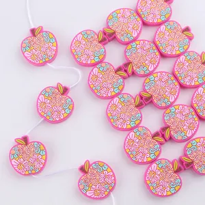 Cuentas de silicona de manzana rosa con texto Teach Love Inspire para chupeteros DIY