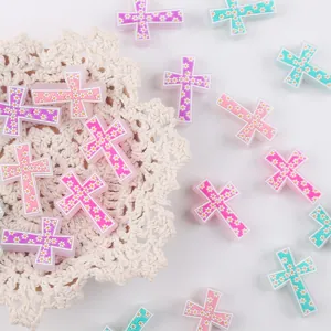 Silikon Kreuz Baby Beißring Teil Gänseblümchen Blumenmuster DIY Schnullerketten Zubehör Für Kleinkinder