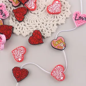 DIY silicone heart beads and rose charms for baby teething pacifier chains and jewelry