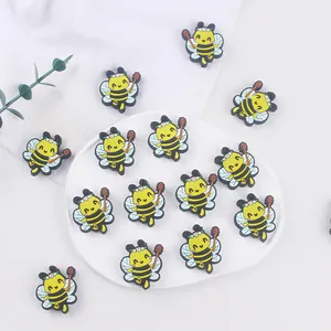 Cartoon Bee Silicone Teething Beads BPA Free DIY Pacifier Chain Bracelet Accessory Babies Infant Teether Relief Jewelry Making