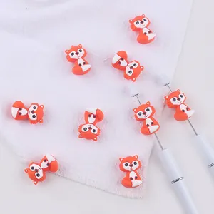 DIY silicone fox beads for baby pacifier clips and teething bracelets in orange
