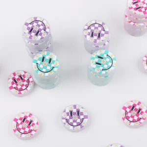 Bunte Beißring-Accessoires mit Karomuster und Blumen-Smileys für DIY-Babyartikel