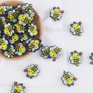 Cartoon honey bee silicone beads for DIY baby pacifier clips and teething accessories