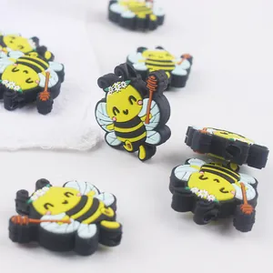 Cartoon bee silicone beads for DIY pacifier clips and teething bracelets