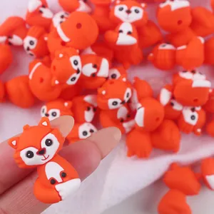 DIY cartoon fox silicone beads for baby pacifier clips and teething bracelets