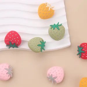 Colorful strawberry silicone beads for DIY baby pacifier clips and teething bracelets