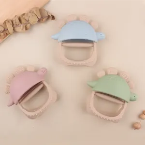 Anneaux de dentition dinosaure en silicone souple avec poignée antidérapante pour bébé