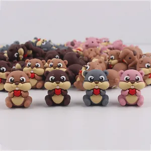 DIY cartoon squirrel silicone teething beads for pacifier clips in various colors
