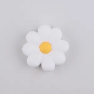Food grade silicone daisy flower bead for DIY jewelry and footwear accessories