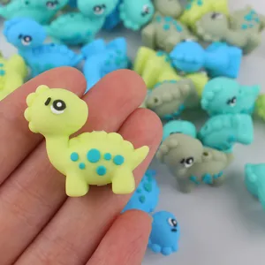 Cartoon Dinosaurier Silikonperlen für Baby Beißringe DIY Schnullerketten verschiedene Farben