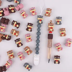 DIY baby pacifier clip and rose gold pen with cute silicone squirrel teething beads