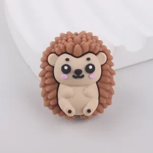 Macro shot of 3D hedgehog silicone bead with textured spines for DIY pacifier chains