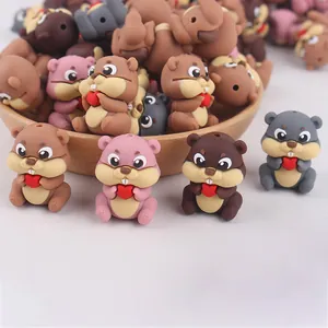 Cartoon Squirrel Silicone Beads With Heart For DIY Pacifier Chain Jewelry Making Baby Teether Accessories Silicone Animal Beads