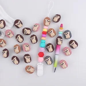 Cute hedgehog silicone focal beads for DIY pacifier clips and beaded pens crafting