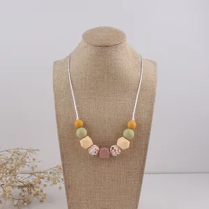 Baby Teething Necklace Food Grade Silicone Beads Nursing Necklace For Mom BPA Free Teether Toy For Infant Toddler