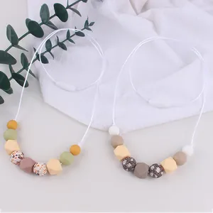 Floral and leopard print silicone teething necklaces for nursing moms and babies