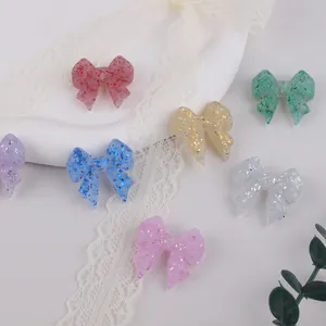 Glittering bow-shaped silicone beads in multiple colors for DIY baby jewelry making