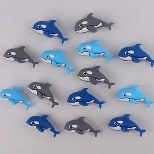 Cartoon Killer Whale Silicone Beads DIY Pacifier Chain Accessories 3D Orca Animal Beads For Jewelry Making Decoration
