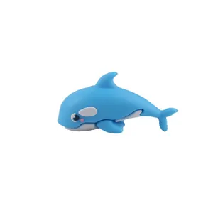 Cute sky blue 3D cartoon dolphin silicone beads for DIY pacifier clips and crafts