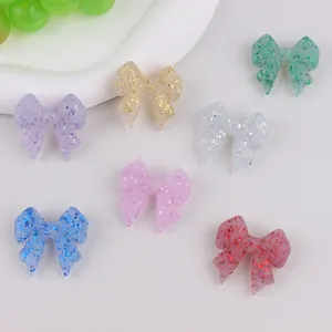 Glitter Bow Silicone Beads For DIY Beaded Pen Making Cute Cartoon Bow-knot Charms For Jewelry Making And Craft Accessories