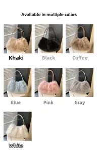Borse shopper in peluche in sette colori con texture a pelo lungo e manici a corda