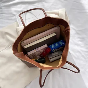 Große dunkelbraune Leder-Shopper-Tasche mit viel Platz für Laptop und Alltagssachen