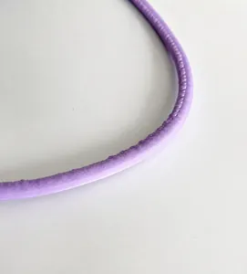 Macro shot of comfortable purple padded handle with fine twill texture on nylon bag