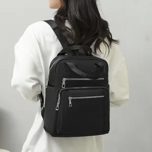 Women's Casual Oxford Fabric Backpack Large Capacity Minimalist Embroidered Rhombus Pattern Fashion Travel School Bag