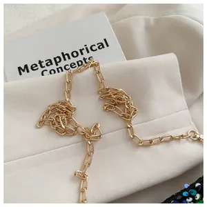 Detailansicht einer abnehmbaren goldfarbenen Kette mit sicherem Karabinerverschluss