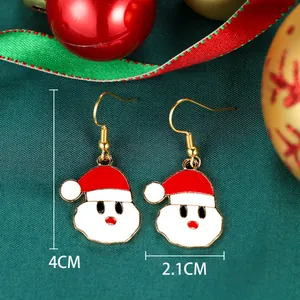 Festive Santa Claus drop earrings in red and white enamel with 4cm height detail
