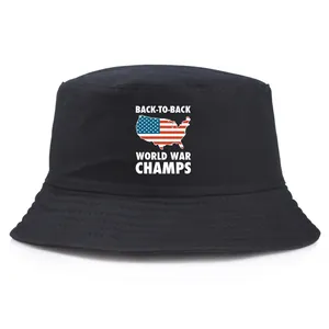 Chapeau Bob en Coton avec Impression Carte USA Back To Back World War Champs Protection Solaire Casual Extérieur pour Hommes Femmes