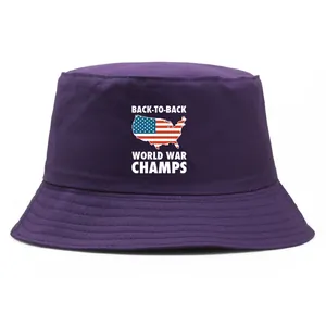 Bob en coton violet foncé avec imprimé patriotique Back-To-Back World War Champs
