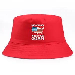 Bob réversible en coton rouge avec motif Back-To-Back World War Champs et carte des États-Unis