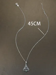 Detailed view of 45cm S925 silver necklace with sparkling hollow Christmas tree pendant