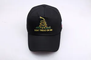 Casquette de baseball en coton noir avec broderie serpent Gadsden et texte DONT TREAD ON ME