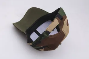 Macro view of the jungle camouflage tactical cap showing internal lining and velcro strap